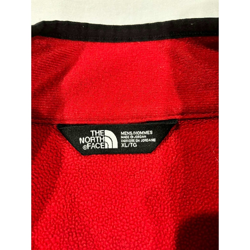 The North‎ Face Mens XL Red Heathered Quarter Zip Fleece Pullover Chest Pocket - Picture 2 of 10